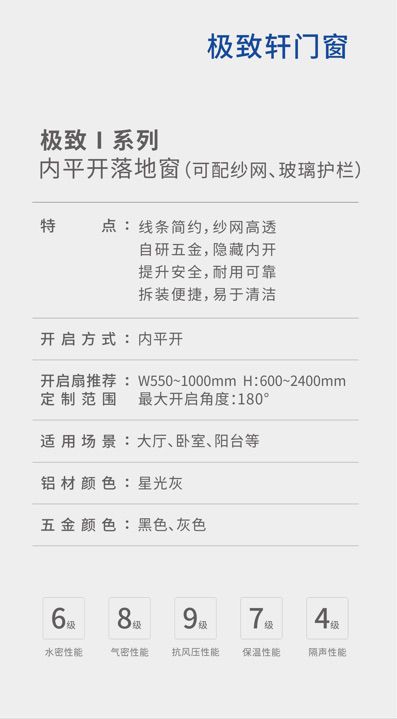 極致I系列內(nèi)平開落地窗（可配紗網(wǎng) 玻璃護欄）